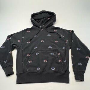Champion Black Hoodie with Red & Blue Mini 'C' Logos- Men's Pullover Size Medium